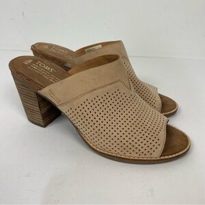 Toms Brown Tan Open Toe Peep Block Heel Sandals